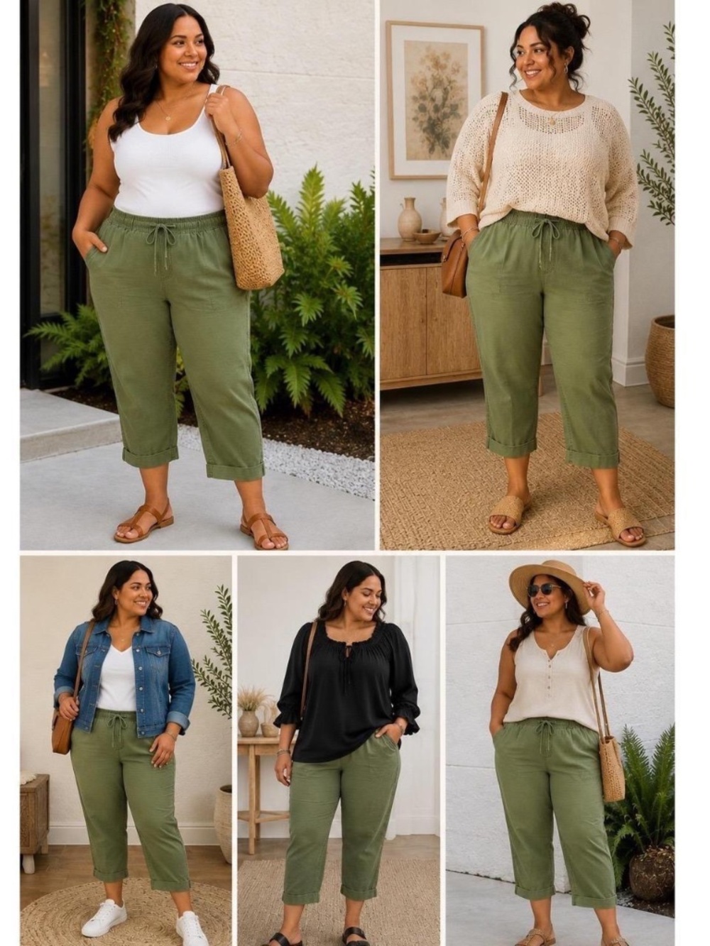 NWT Lane Bryant Cropped Utility Pant in Olive Green Women's Size 18/20